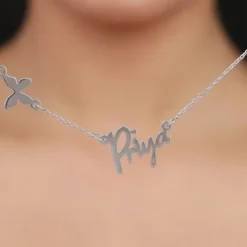 Silver Personalised Pretty Butterfly Necklace