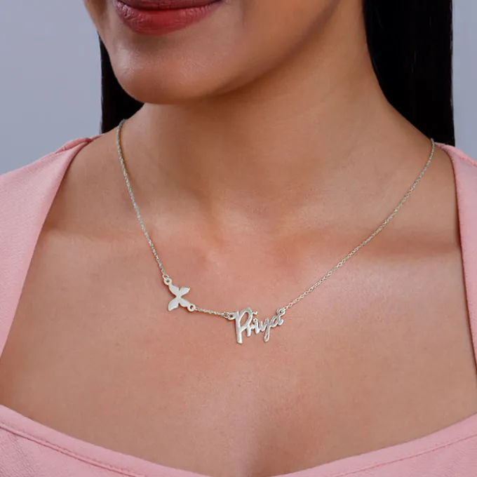 Silver Personalised Pretty Butterfly Necklace