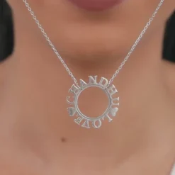 Silver Personalised Round Name Necklace