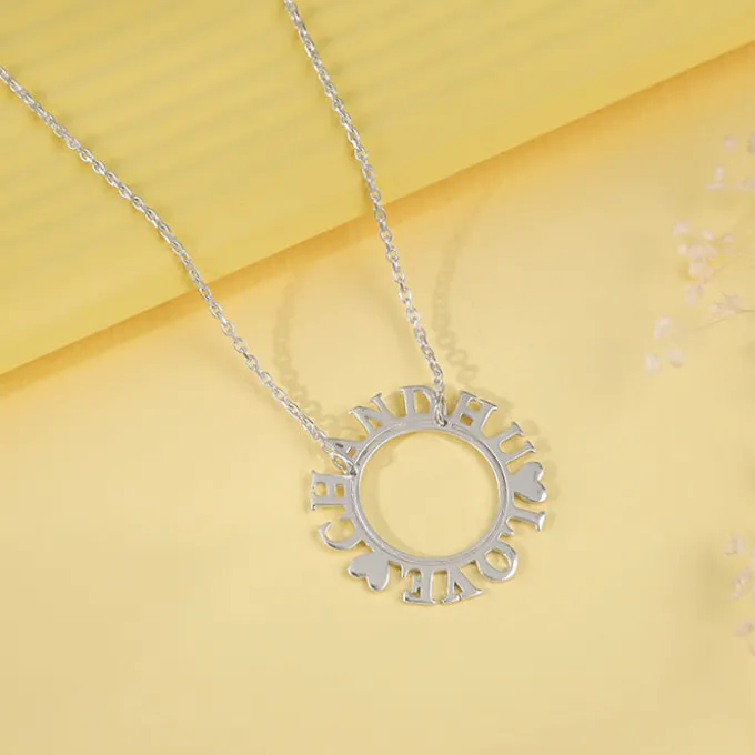 Silver Personalised Round Name Necklace