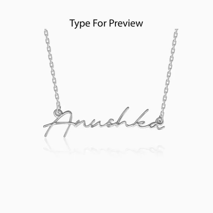 Silver Personalised Signature Name Necklace