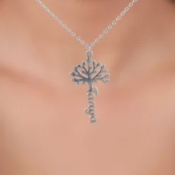 Silver Personalised Tree of Names Pendant with Link Chain