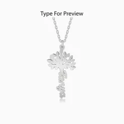 Silver Personalised Tree of Names Pendant with Link Chain
