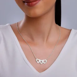 Silver Personalised Triple Heart BFF Necklace