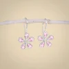 Silver Pink Dahlia Earrings