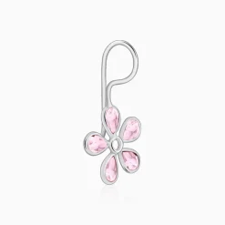 Silver Pink Dahlia Earrings