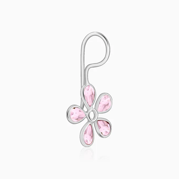 Silver Pink Dahlia Earrings
