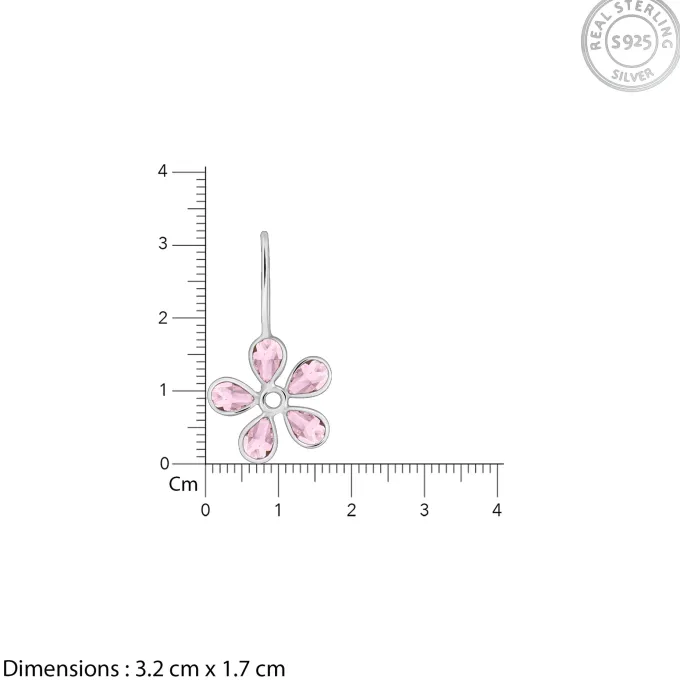 Silver Pink Dahlia Earrings