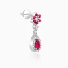 Silver Pink Flower Mini Drop Earrings