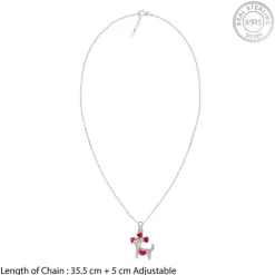 Silver Pink Puppy Kids Pendant With Link Chain