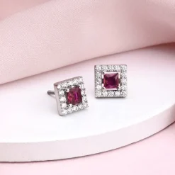 Silver Pink Quad Earrings