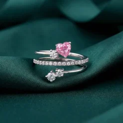 Silver Pink Serenade Ring
