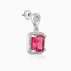 Silver Pink Square Earrings