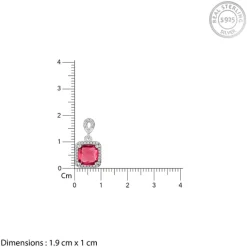 Silver Pink Square Earrings