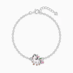 Silver Playful Unicorn Kids Bracelet (2 - 8 Years)