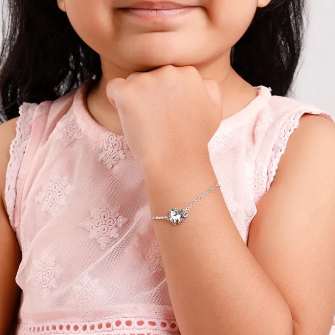 Silver Playful Unicorn Kids Bracelet (2 - 8 Years)