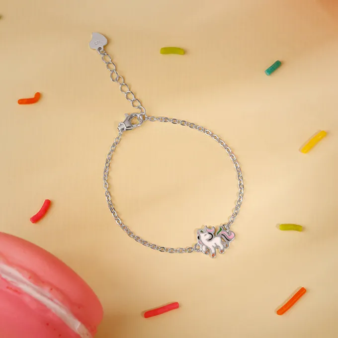 Silver Playful Unicorn Kids Bracelet (2 - 8 Years)