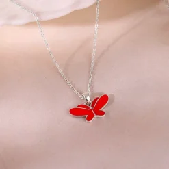 Silver Pookie Butterfly Kids Pendant With Link Chain