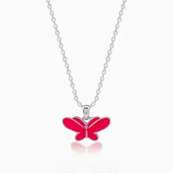 Silver Pookie Butterfly Kids Pendant With Link Chain