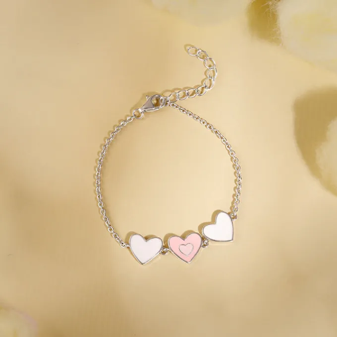 Silver Pookie Hearts Kids Bracelet (2 - 8 Years)