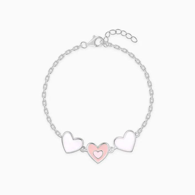 Silver Pookie Hearts Kids Bracelet (2 - 8 Years)