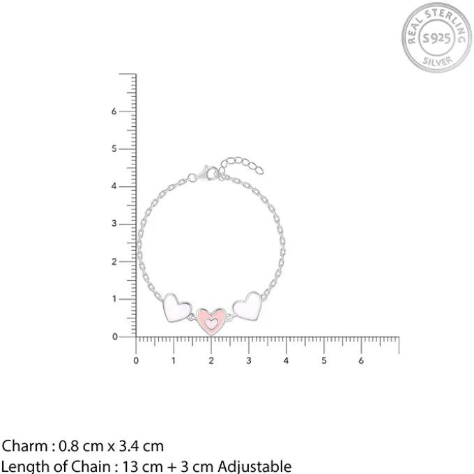Silver Pookie Hearts Kids Bracelet (2 - 8 Years)