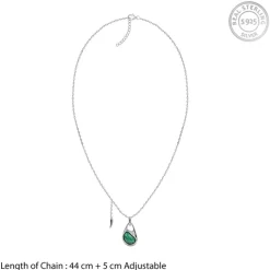 Silver Prism in Green Pendant With Link Chain