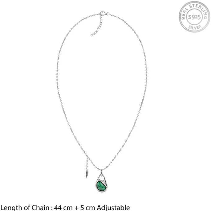 Silver Prism in Green Pendant With Link Chain