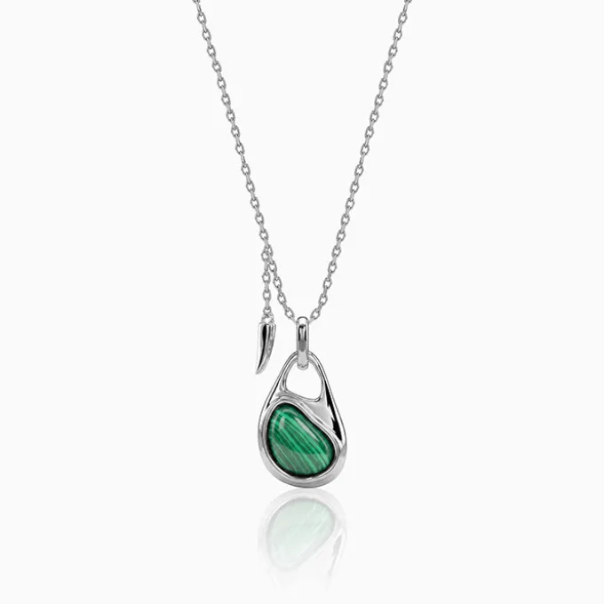 Silver Prism in Green Pendant With Link Chain