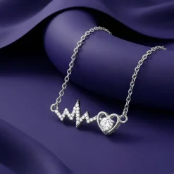 Silver Pulse of Love Necklace