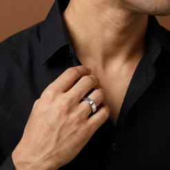 Silver Pure Force Hammered Ring For Him (Size 20)