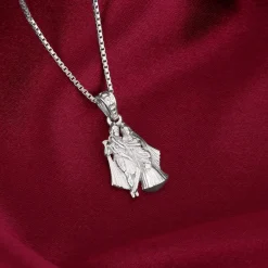 Silver Radha-Krishna Pendant with Box Chain