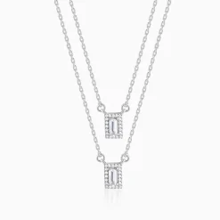 Silver Radiant Baguette Layered Necklace
