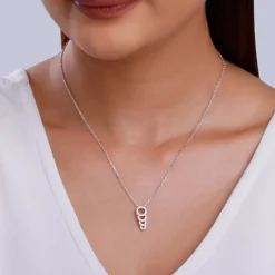 Silver Radiant Circle Pendant With Link Chain