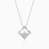 Silver Radiant Rhombus Pendant with Link Chain