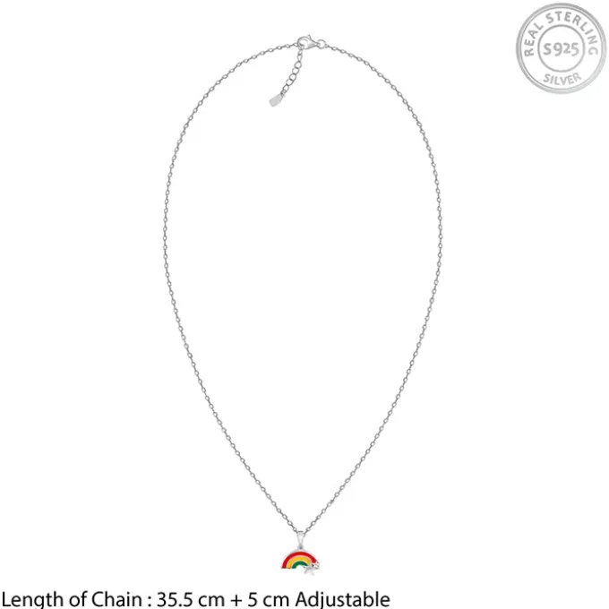 Silver Rainbow Hug Kids Pendant With Link Chain