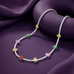 Silver Rainbow Pear-Cut Choker Necklace
