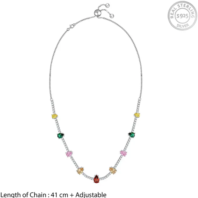 Silver Rainbow Pear-Cut Choker Necklace