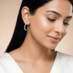 Silver Ray J Hoop Earrings