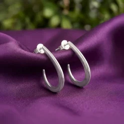 Silver Ray J Hoop Earrings