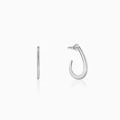 Silver Ray J Hoop Earrings