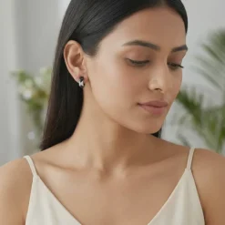 Silver Reflection J Hoop Earrings