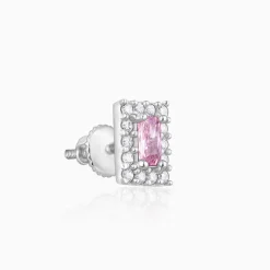 Silver Regal Pink Stud Earrings