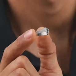 Silver Regal Square Ring For Him
