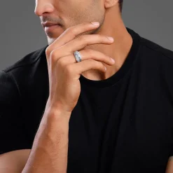Silver Regal Square Ring For Him
