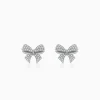 Silver Ribbon Bow Earrings