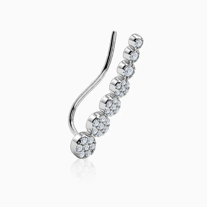 Silver Rise in Circles Climber Earrings