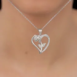 Silver Rooted in Love Pendant With Link Chain