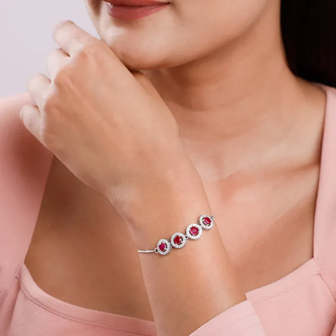 Silver Rouge Orbit Bracelet