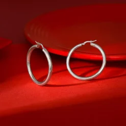 Silver Round Hoop Earring